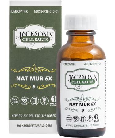 Jackson s #9 Cell Salt NAT Mur 6X (500 Pellet Bottle) Certified Vegan Lactose-Free Schuessler Tissue Salt Natrum Muriaticum 6X Unflavored 500 Count (Pack of 1) - Buy Online on GoSupps.com