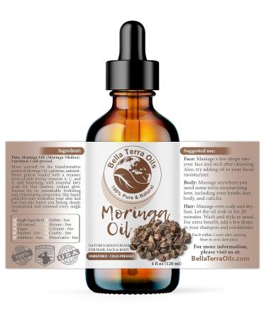 Buy Bella Terra Organic Moringa Oil 4oz - Pure Premium Vitamin A & C for Radiant Skin - Buy Online on GoSupps.com