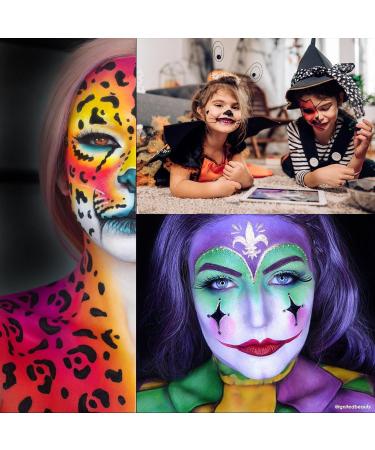 CCbeauty 22 Color Face Body Paint Kit - Halloween Neon Face Painting Set with UV Glow and Classic Colors - SFX Cosplay Makeup Palette with Brushes - Buy Online on GoSupps.com