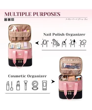Large Capacity Double Layer Nail Polish Organizer Case - Holds 42 Bottles | Nail Tech Supplies Storage Bag - Stylish Blackpink Design - Buy Online on GoSupps.com