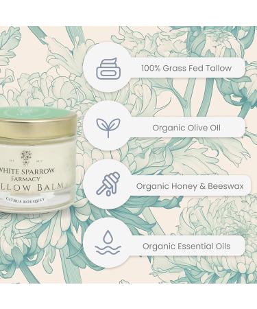 White Sparrow Farmacy Organic Grass Fed Tallow Balm - (Citrus Bouquet) Organic Tallow from Grass Fed Cows & All Organic ingredients. For Face and Body. (2.0 oz)  - Buy Online on GoSupps.com