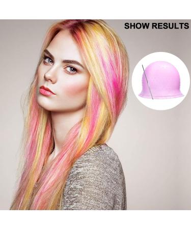 Silicone Hair Highlighting Cap - Reusable Dye Tools with Metal Hook (Purple/Pink) - Buy Online on GoSupps.com