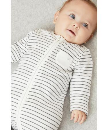 MORI Unisex Organic Baby Sleepsuit with Two Way Zip - Grey Stripe, 0-3 Months - Buy Online on GoSupps.com
