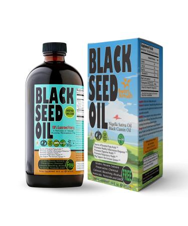 Pure Turkish Sweet Sunnah Black Seed Oil Liquid - 2.26% Thymoquinone Cold-Pressed Black Cumin Seed Oil from Pure Nigella Sativa - First Pressing Blackseed Oil for Immune Support - 16 Oz Glass Bottle