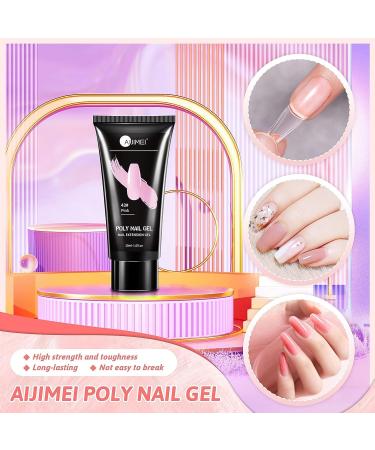 AIJIMEI Poly Nail Gel 30ml 1oz Poly Nail Art Gel Art Design Poly Nail Gel Colors Quickly Builder Nails Gel Nail Extension Gel for Nail Art Pink - Buy Online on GoSupps.com