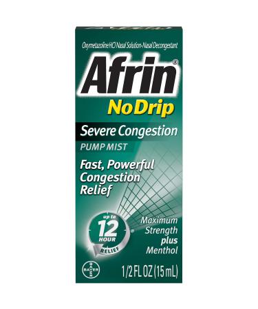 Afrin No Drip Severe Congestion Pump Mist 15 mL (Pack of 2) 0.51 Fl Oz (Pack of 2)