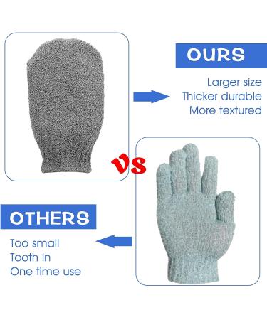 Sibba 2 Pairs Exfoliating Gloves - Body Scrubber for Dirt and Dead Skin Removal - Shower Bath Exfoliator for Tan Removal & Keratosis Pilaris - Grey - Buy Online on GoSupps.com