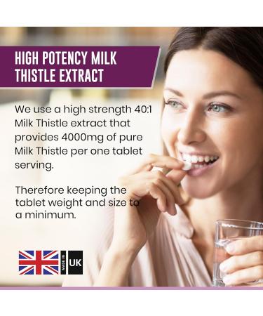 Milk Thistle 4000mg - 120 High Strength Liver Detox Tablets - Gluten Free, Vegan & Made in UK - Liver Support Supplement with 80% Silymarin - Rebirth Wellness - Buy Online on GoSupps.com