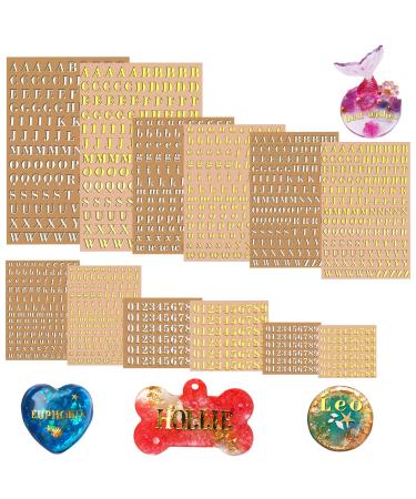 Letter Resin Stickers  AIERSA Small Letter Stickers for Resin Scrapbook Supplies  Alloy Alphabet Number Stickers  Self Adhesive  Glitter Gold and Silver  3mm and 4.5mm Tall  12 Sheets 12 Sheet Mini