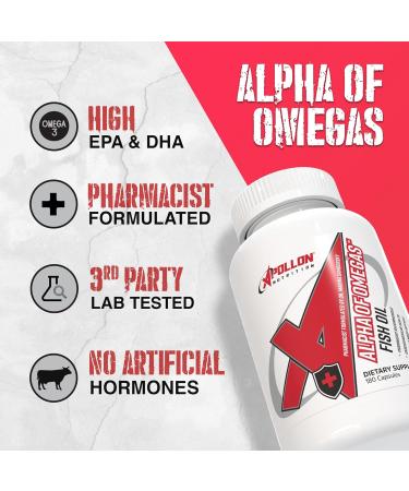 Apollon Nutrition Alpha Omega-3 Ultra-Pure Fish Oil Softgels | EPA DHA DPA | Daily Wellness & Heart Health Formula | 30 Servings - Buy Online on GoSupps.com