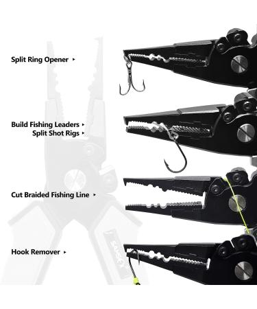 SAMSFX Aluminum Fishing Pliers Saltwater with Non-Slip Rubber Grip Handles and Tungsten Carbide Cutters - Blue Handle Pliers + Quick Knot Tool - Buy Online on GoSupps.com