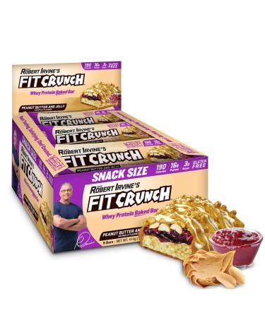 FITCRUNCH Snack Size Protein Bars, Designed by Robert Irvine, World’s Only 6-Layer Baked Bar, Just 3g of Sugar & Soft Cake Core (9 Snack Size Bars, Peanut Butter & Jelly) Peanut Butter and Jelly 9 Count (Pack of 1)