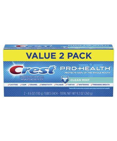 Crest Pro-Health Clean Mint Toothpaste, 4.6oz, Twin Pack (Packaging May Vary)