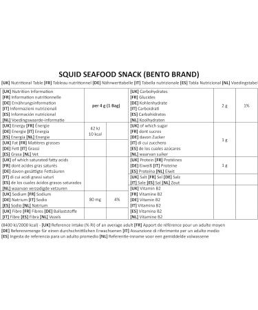 Bento Tha Snack Calmar S ch Fruits de Mer Snacks Asiatique Saveur pic e Sweet & Spicy (Rouge) 18 g x 6 Sachets Sweet & Spicy 18 g (Lot de 6) - Buy Online on GoSupps.com