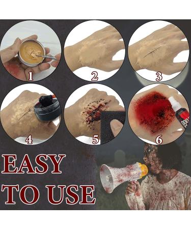 Professional Fake Blood Spray Makeup Kit | Special Effects Halloween Zombie Wound & Scar Wax for Cosplay - Buy Online on GoSupps.com