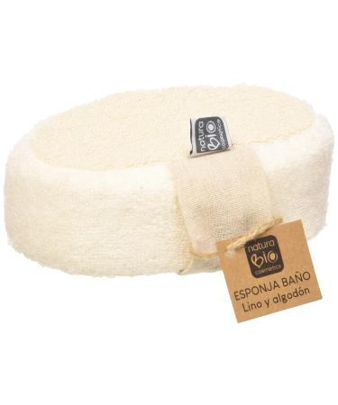 Naturabio Cosmetics Bath Sponge Natural Cotton & Linen Eco-Friendly 100g | Gentle Exfoliation & Soft Skin - Buy Online on GoSupps.com