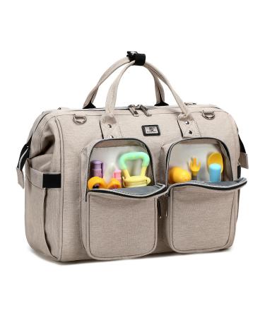 Pomelo Best diaper bag with waterproof diaper pad and 2 strollers hook adjustable shoulder strap multifunctional shoulder bag travel bag for beige on the way - Buy Online on GoSupps.com