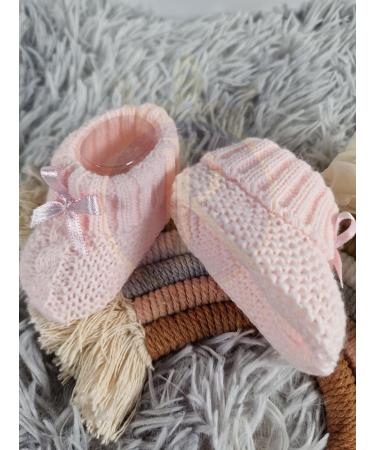 Royal Icon Newborn Baby Booties with Bow | Soft Knitted Bootees for Boys & Girls | 0-3 Months | Ideal for Indoor & Outdoor Use | RI354 - Pink - Buy Online on GoSupps.com