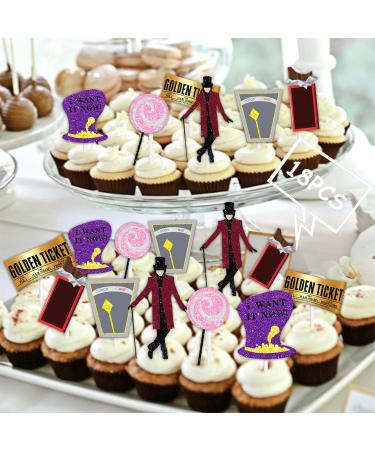 Dessert Cupcake Topper Pick for Handsome Sir Chocolate Adventure Fantasy Comedy Theme Decorations Men Women Boys Girls Happy Birthday Party Decor Supplies Black Glitter - Buy Online on GoSupps.com