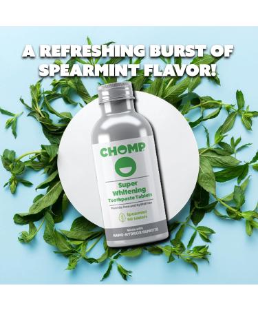 Chomp Super Whitening Spearmint Toothpaste Tablets with Nano Hydroxyapatite - Buy Online on GoSupps.com