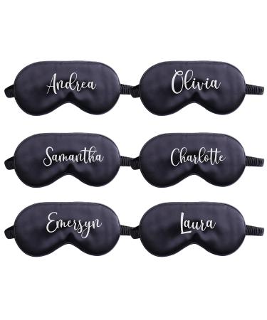 6X Eye Masks for Sleeping Personalized Text Your Name Monogram Wedding Favor Satin Bachelorette Bridesmaid Gift (Black) - Buy Online on GoSupps.com