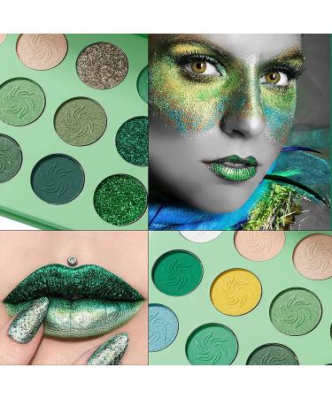 OKENTEN 15 Color Green Eyeshadow Palette - Vegan & Long Lasting Halloween Makeup - Buy Online on GoSupps.com