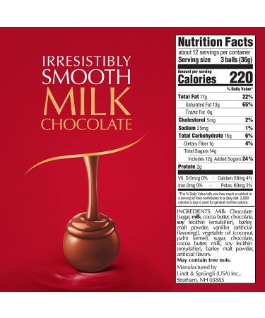 Lindt LINDOR Milk Chocolate Candy Truffles 15.2 oz. Bag - Buy Online on GoSupps.com