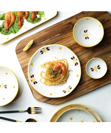 Dinner Plates 28-Piece Dinnerware Sets Household Kitchen Ceramics Dinnerware and Serveware Creative Hand Painted Bee Dinnerware Set Service for 6 Plates Kitchenware - Buy Online on GoSupps.com