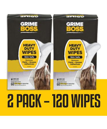 Grime Boss Heavy Duty Wipes - 120 Count for Hands, Equipment, Tools, Garden & Automotive - Removes Oil, Grease, Paint & Dirt Effectively - Buy Online on GoSupps.com
