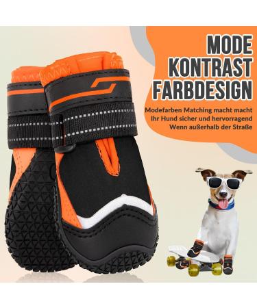 Slowton Dog Shoes for Small & Medium Dogs | Waterproof Non-Slip Boots with Reflective Velcro | 2-Piece Winter Paw Protection (Size 5 - S-Orange) - Buy Online on GoSupps.com