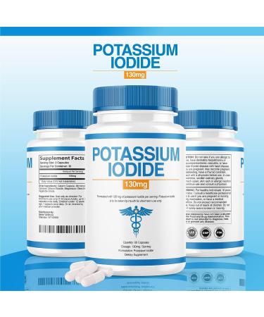 Potassium Iodide Tablets 130mg - Thyroid & Emergency Support Supplement (60 Capsules) - USA Made - Buy Online on GoSupps.com