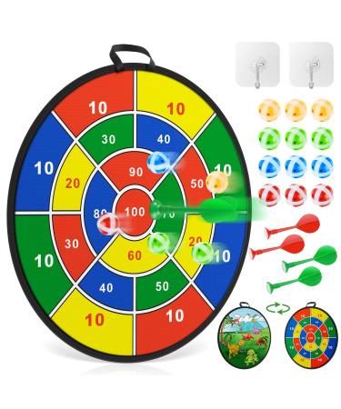 29" Large Dart Board Set 19 Pcs, TIME4DEALS Double-Sided Dart Board for Kids with 12 Sticky Ball 4 Sticky Dart, Foldable Indoor Outdoor Party Safe Dart Game Toy Sports Gifts for 3-12 Boys Kids Adult