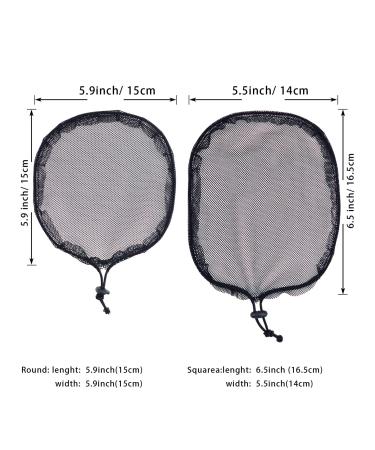 6 Pcs Black Weaving Net Cap for Afro Puff Hair Bun | Elastic Drawstring Ponytail Hair Net | Wig Making Tools for Women (3 Round, 3 Square) - Buy Online on GoSupps.com