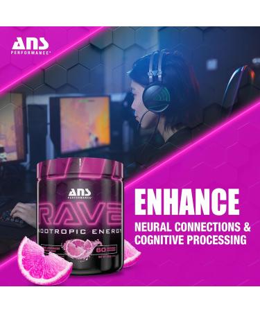 Rave Energy Supplement - 60 Servings Sugar-Free Focus & Memory Boost - Pink Lemonade Flavor - Buy Online on GoSupps.com