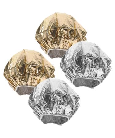 Lot de 4 Bonnets Cheveux en Papier d'Aluminium R utilisables 28 CM 2 Argent s 2 Dor s Adapt s aux Soins Profonds et Coloration Accessoires Professionnels pour Salon de
