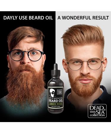 Dead Sea Collection Amber Wood Scented Beard Oil for Men - Nourishing Beard Care & Mustache Moisturizer - 4 Fl. Oz - Buy Online on GoSupps.com