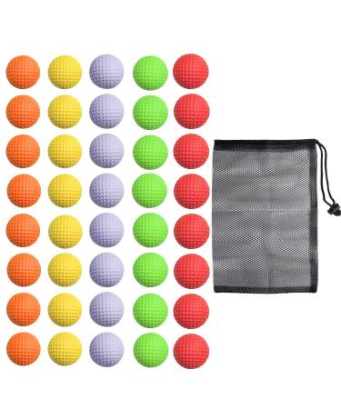 40 Pack Foam Golf Practice Balls - Realistic Feel and Limited Flight Training Balls for Indoor or Outdoor 5 Color, 8 Pack of Each Color