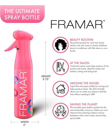 Framar Continuous Spray Bottle - Premium Pink Water Spray Bottle for Hair Curly Hair & Hair Mist - Ideal for Hydration & Styling - Buy Online on GoSupps.com
