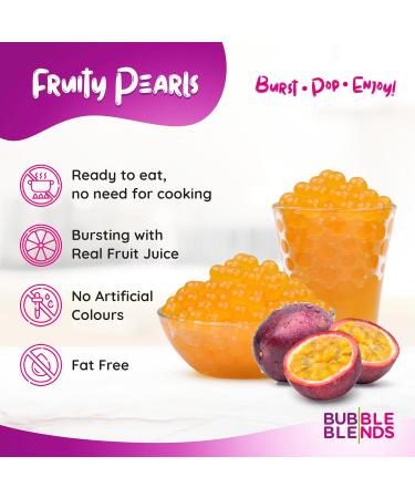Passion Fruit Popping Boba (450g) for Bubble Tea - Fat-Free Fruit Juice-Filled Boba Pearls (Pack of 1) - Buy Online on GoSupps.com