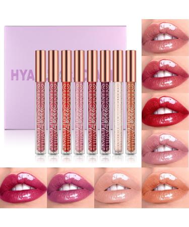 8 Pack Hyaluronic Acid Lip Gloss Long Lasting Shine with Smooth Texture for Plumping Lips Moisturizing Brightening with Hyaluronic Acid - Buy Online on GoSupps.com