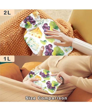 NAANLE Watercolor Cheese Grapes Hot Water Bottle - 1L Transparent Bed & Body Warmer for Pain Relief & Heat Therapy - Buy Online on GoSupps.com