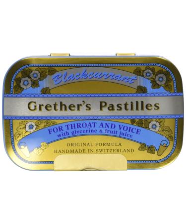 Grether's Pastilles Original Blackcurrant Natural Remedy Dry Mouth Relief - Soothing Throat & Healthy Voice - Long-Lasting Flavor, Breath Refresh with Benefit - 1-Pack - 2.1 oz. 2.1 Ounce (Pack of 1) Blackcurrant
