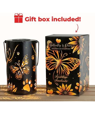 iHeartDogs Artisan Shadow Solar Lantern - 'Butterflies & Paws' Pet Memorial Gift - Honoring Your Departed Pet by Feeding 7 Shelter Pets - Buy Online on GoSupps.com