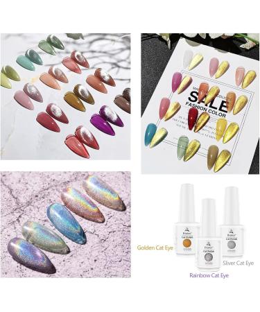Biutee Holographic Glitter 9D Cat Eye Gel Nail Polish Kit 6 colors - Magnetic Gel Polish and Black Color Gel Soak Off UV Gel Nail Art Varnish - Home DIY Nail Art Salon - Buy Online on GoSupps.com