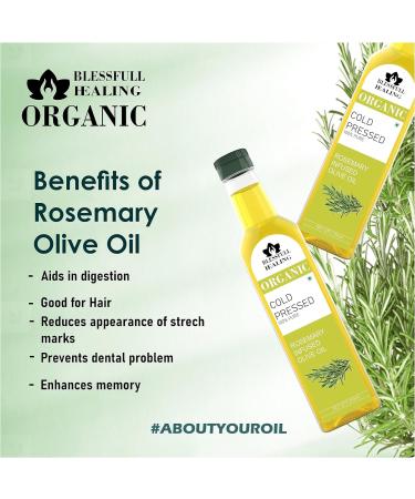 Blessfull Healing Cold Pressed Rosemary Infused Oil for Healthy Cooking Skin Glow 250 ml / 8.45 fl oz Pack of 1 - Buy Online on GoSupps.com