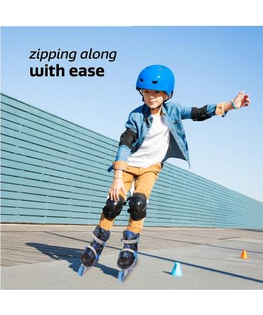 New Bounce Adjustable Inline Skates for Kids - Blue Small | 4 Wheel Blades Roller Skates for Boys, Girls, Teens & Young Adults | Outdoor Rollerskates for Beginners & Advanced - Buy Online on GoSupps.com