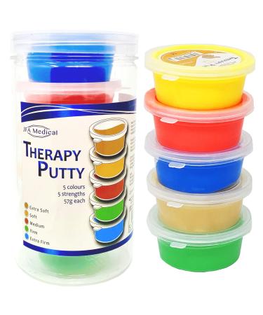 JFA Medical Therapy Exercise Putty 5 Strengths - Extra Soft Soft Medium Firm Extra Firm 57g Tubs