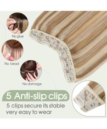 Hair Extensions One Piece Hair Extensions #8/613 Real Human Hair Extensions Straight 5 Clips In One Piece Human Hair Extensions 120 Grams Straight Invisible Hairpiece Hair Pieces(22 inches) 22 inches 120g/Set - Buy Online on GoSupps.com