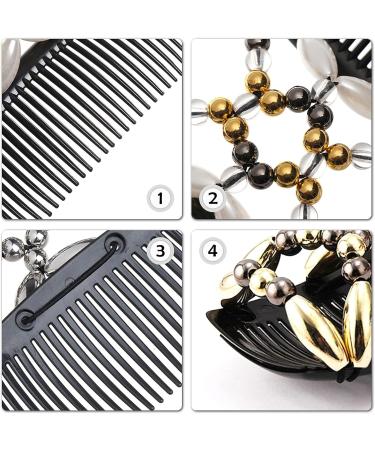 Besbomig 5-Piece Pearl Hair Clip Set - Elastic Hair Combs & Stretchable Hairpins for Women & Girls - Buy Online on GoSupps.com