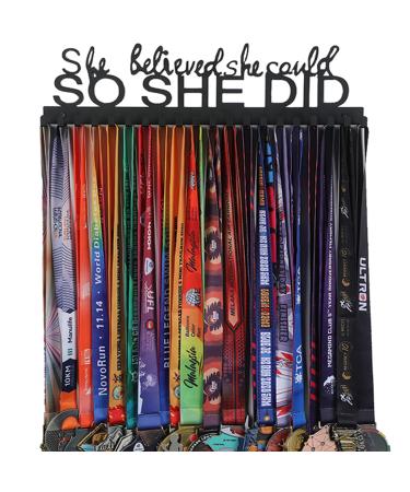Goutoports Medal Holder Display Hanger Rack Frame for Sport Race Runner-She Believed She Could -Sturdy Black Steel Metal Over 60 Medals Easy to Install - Buy Online on GoSupps.com